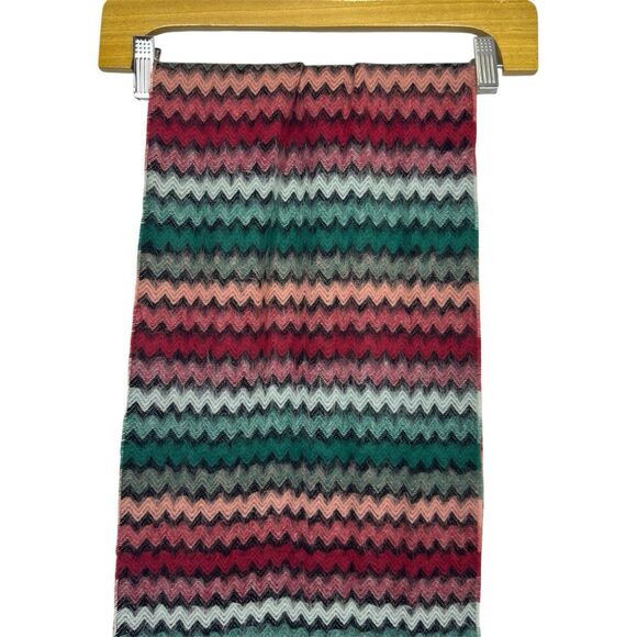 Made In Germany Cashmere Neck Scarf Multicolor Chevron Fringe 69” X 12” Preppy - Picture 3 of 5